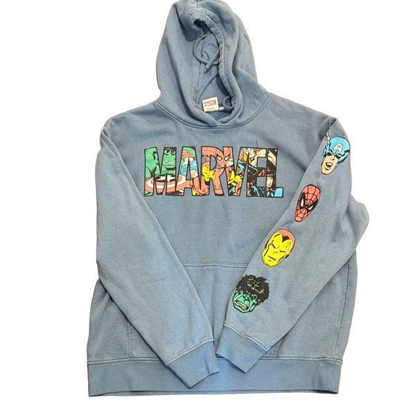 Marvel Other - Marvel Official Blue Superhero Character Patch Long Sleeve Thick Hoodie